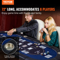 8 Player Poker Table 183cm Oval Padded Blue Stainless Steel Cups