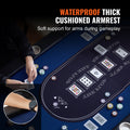 8 Player Poker Table 183cm Oval Padded Blue Stainless Steel Cups