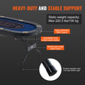 8 Player Poker Table 183cm Oval Padded Blue Stainless Steel Cups
