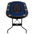 8 Player Poker Table 183cm Oval Padded Blue Stainless Steel Cups