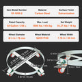 2PC 250L Drum Dolly 454kg Load Capacity Steel Frame Swivel Casters