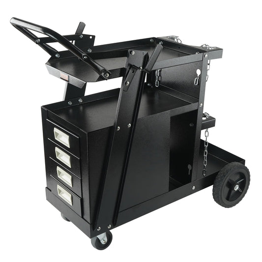 Welder Cart 2-Tier 4 Drawer 265kg Capacity Swivel Wheels Tank Storage