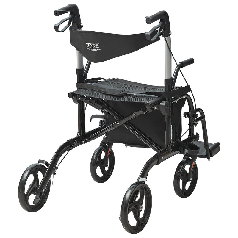 2in1 Rollator Walker Transport Chair Lightweight Aluminum 136kg