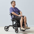 2in1 Rollator Walker Transport Chair Lightweight Aluminum 136kg