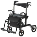 2in1 Rollator Walker Transport Chair Lightweight Aluminum 136kg