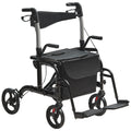 2in1 Rollator Walker Transport Chair Lightweight Aluminum 136kg
