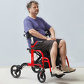 Rollator Walker Transport Chair 2in1 Folding Aluminum 136kg