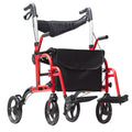 Rollator Walker Transport Chair 2in1 Folding Aluminum 136kg