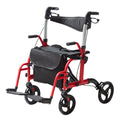 Rollator Walker Transport Chair 2in1 Folding Aluminum 136kg