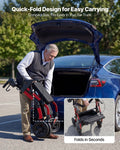 Rollator Walker Transport Chair 2-in-1 Foldable Aluminum 136kg