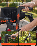 Rollator Walker Transport Chair 2-in-1 Foldable Aluminum 136kg