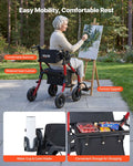 Rollator Walker Transport Chair 2-in-1 Foldable Aluminum 136kg