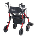 Rollator Walker Transport Chair 2-in-1 Foldable Aluminum 136kg