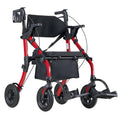 Rollator Walker Transport Chair 2-in-1 Foldable Aluminum 136kg