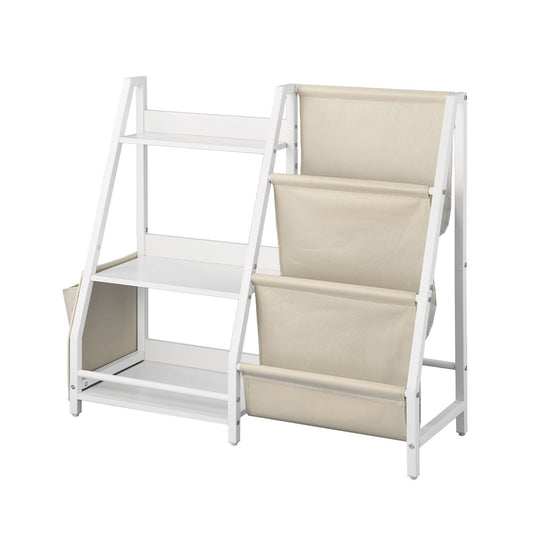 3-Tier Kids Bookshelf Toy Storage Organizer with Sling Rack