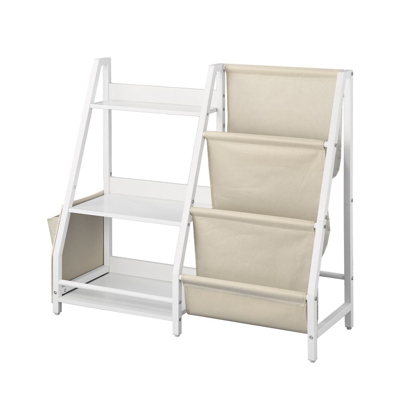 3-Tier Kids Bookshelf Toy Storage Organizer with Sling Rack