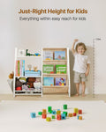 3-Tier Kids Bookshelf Toy Storage Organizer with Sling Rack