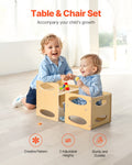 Montessori Kids Table Chair Set Wooden Adjustable Height 1-5