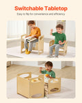 Montessori Kids Table Chair Set Wooden Adjustable Height 1-5
