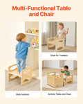 Montessori Kids Table Chair Set Wooden Adjustable Height 1-5