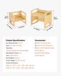 Montessori Kids Table Chair Set Wooden Adjustable Height 1-5