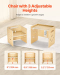 Montessori Wooden Toddler Table Chair Set 3in1 Adjustable Height