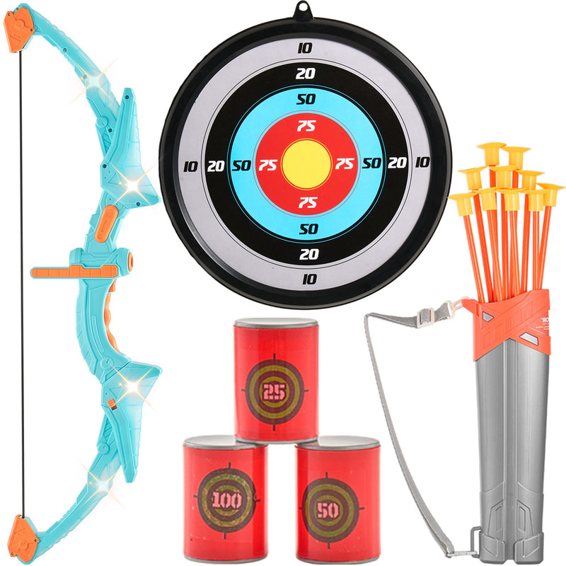 Kids Bow Arrow Set LED Light Up 10 Arrows Outdoor Archery