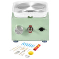Mini Pottery Wheel, 0-320RPM Adjustable Speed Detachable Basin Forming Machine, 2.56in/3.94in 2 Turntables Electric Ceramic Wheel Machine, 18pcs Accessories, for Art Craft Work Home DIY, Green