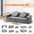 Play Couch, 15pcs Modular Kids Nugget Couch, Toddler Foam Sofa Couch with High-density 25D Sponge for Playing, Creativing, Sleeping, Imaginative Kids Furniture for Bedroom and Playroom