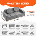 Play Couch, 15pcs Modular Kids Nugget Couch, Toddler Foam Sofa Couch with High-density 25D Sponge for Playing, Creativing, Sleeping, Imaginative Kids Furniture for Bedroom and Playroom