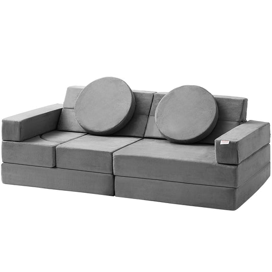 Play Couch, 15pcs Modular Kids Nugget Couch, Toddler Foam Sofa Couch with High-density 25D Sponge for Playing, Creativing, Sleeping, Imaginative Kids Furniture for Bedroom and Playroom