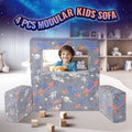 Modular Kids Play Couch 4Pcs DIY Glow in the Dark Toddler Chair Grey