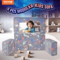 Modular Kids Play Couch 4Pcs DIY Glow in the Dark Toddler Chair Grey