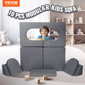 Modular Kids Play Couch 10Pcs DIY Sectional Sofa Grey