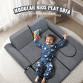 Modular Kids Play Couch 10Pcs DIY Sectional Sofa Grey