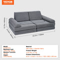 Modular Kids Play Couch 10Pcs DIY Sectional Sofa Grey