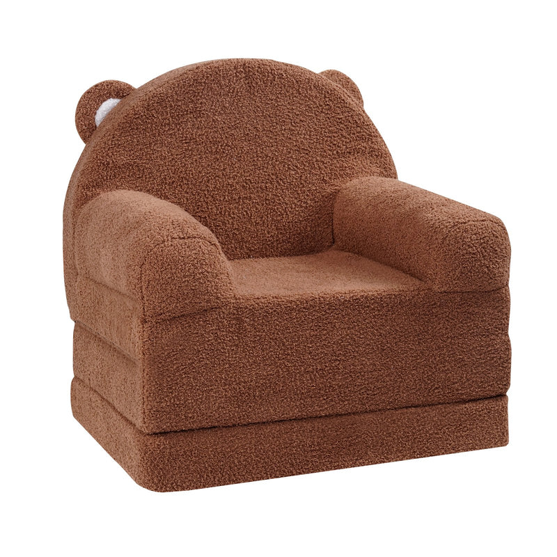 Baby Chair Foldable 2-in-1 Lounger Cartoon Kids Sofa Brown