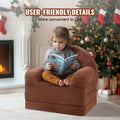 Baby Chair Foldable 2-in-1 Lounger Cartoon Kids Sofa Brown
