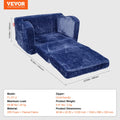 Baby Chair Foldable 2-in-1 Lounger Kids Sofa Blue