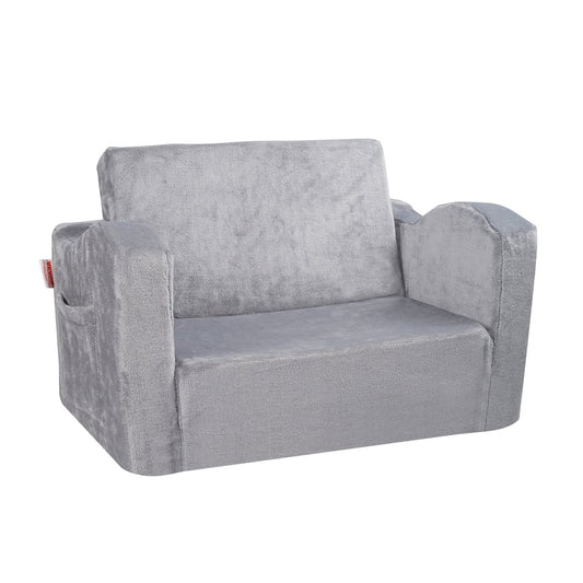 Baby Chair Foldable 2-in-1 Lounger Couch Kids Sofa Grey