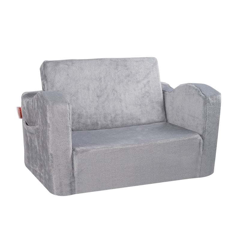 Baby Chair Foldable 2-in-1 Lounger Couch Kids Sofa Grey