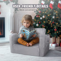 Baby Chair Foldable 2-in-1 Lounger Couch Kids Sofa Grey