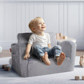 Baby Chair Foldable 2-in-1 Lounger Couch Kids Sofa Grey