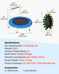 3FT Foldable Trampoline 92cm Kids Toddlers Indoor Outdoor Foam Handle
