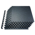 0.56 Inch Thick Gym Floor Mats, 6 Tiles Rubber Top with EVA Foam, 25