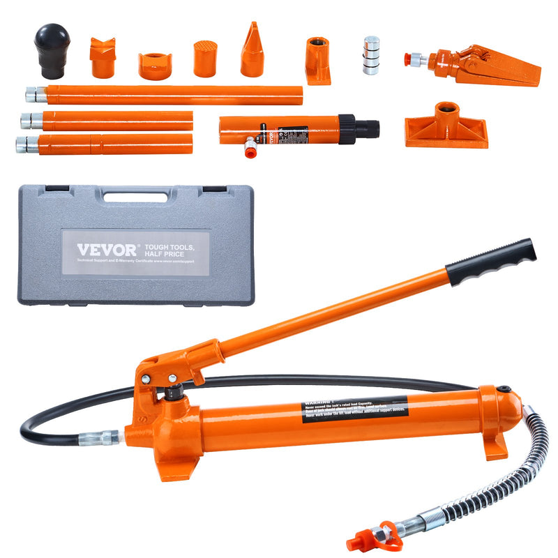 10 Ton Porta Power Kit Hydraulic Jack 4.6ft Oil Hose Storage