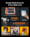 20W Laser Engraver Cutter 400x400mm with Enclosure Camera