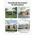 Carport Car Canopy 10x20FT Heavy Duty Car Shelter with Sidewalls White