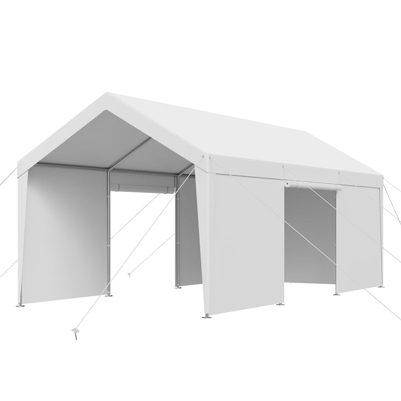 Carport 12x20FT Heavy Duty Car Shelter Sidewalls Grey