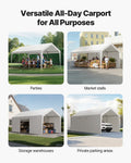 Carport 12x20FT Heavy Duty Car Shelter Sidewalls Grey